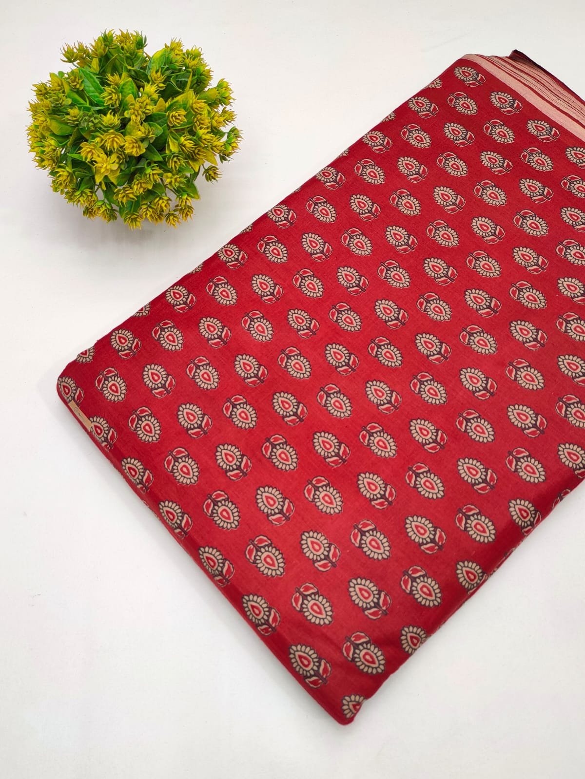 Cotton fabric dress material from sanganeri print with screen printing