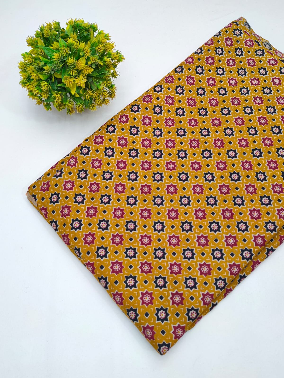 Cotton fabric dress material from sanganeri print with screen printing