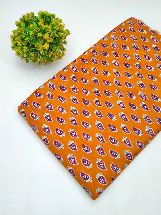 Cotton fabric dress material from sanganeri print with screen printing
