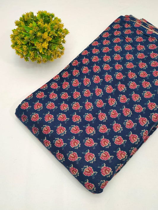 Cotton fabric dress material from sanganeri print with screen printing