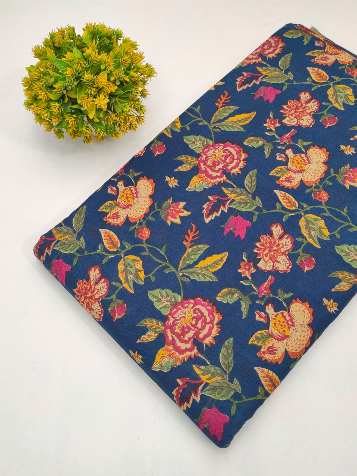 Cotton fabric dress material from sanganeri print with screen printing