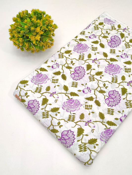 Cotton fabric dress material from sanganeri print with screen printing
