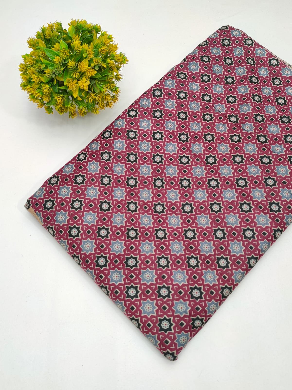 Cotton fabric dress material from sanganeri print with screen printing