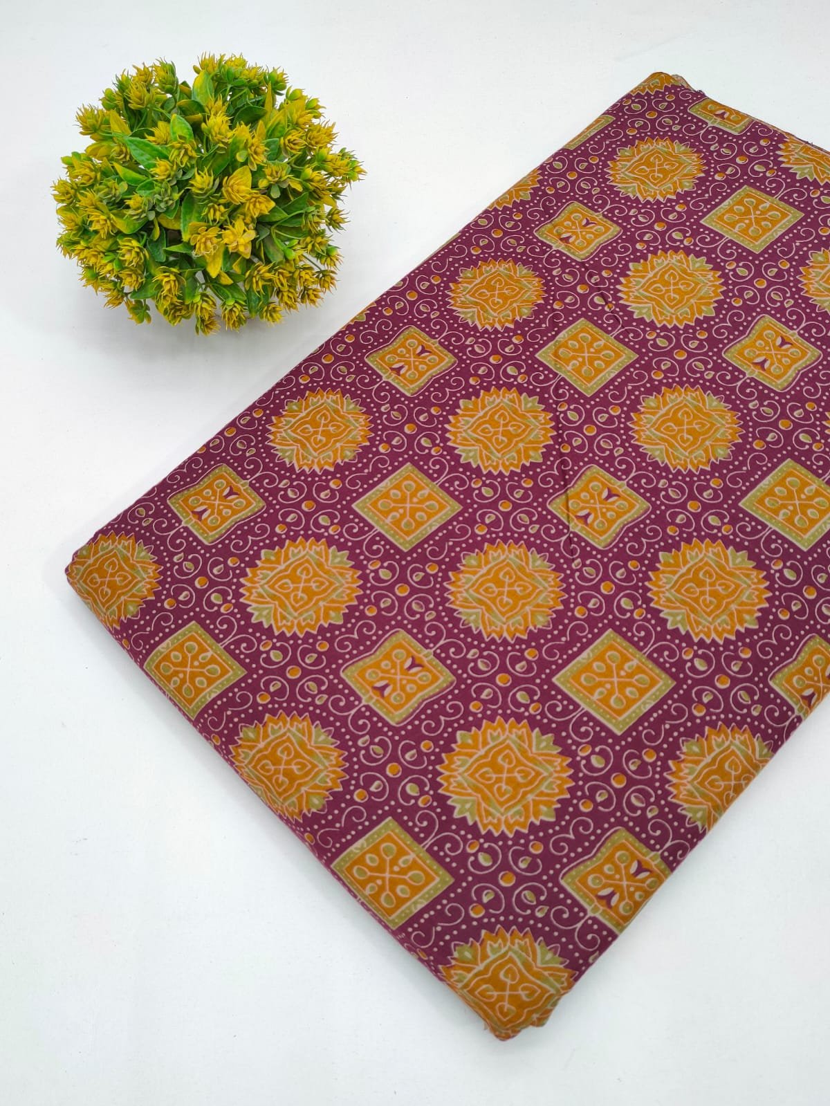 Cotton fabric dress material from sanganeri print with screen printing