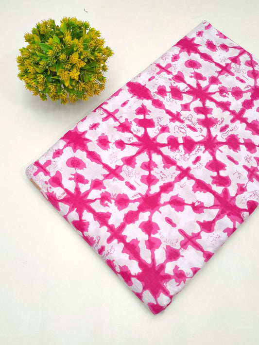 Cotton fabric dress material from sanganeri print with screen printing