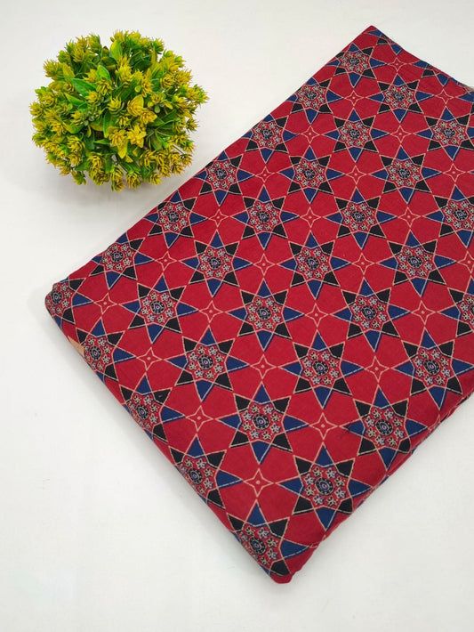 Cotton fabric dress material from sanganeri print with screen printing