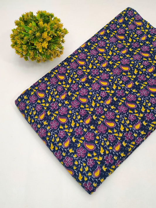 Cotton fabric dress material from sanganeri print with screen printing