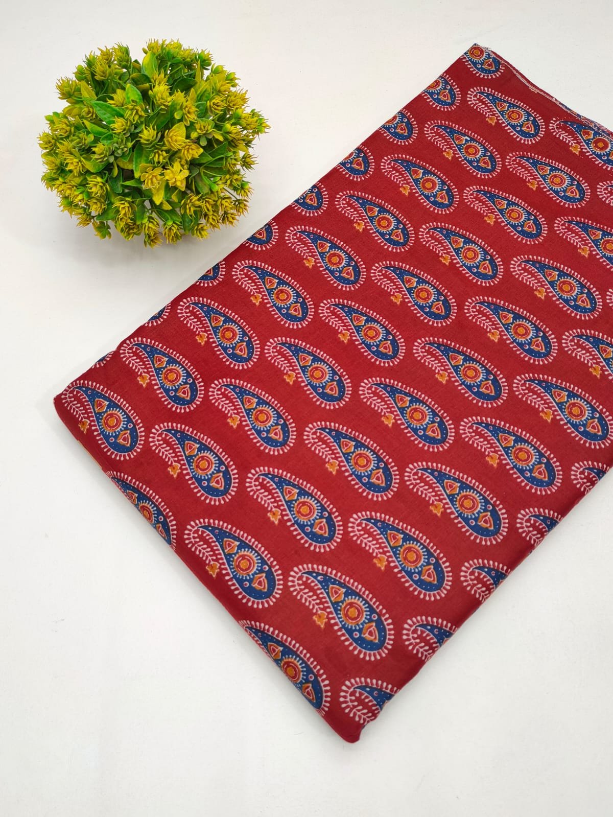 Cotton fabric dress material from sanganeri print with screen printing