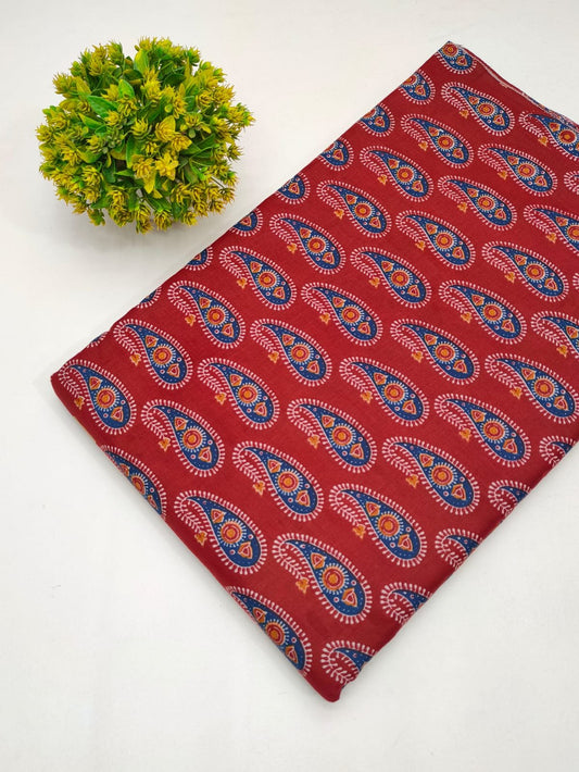 Cotton fabric dress material from sanganeri print with screen printing