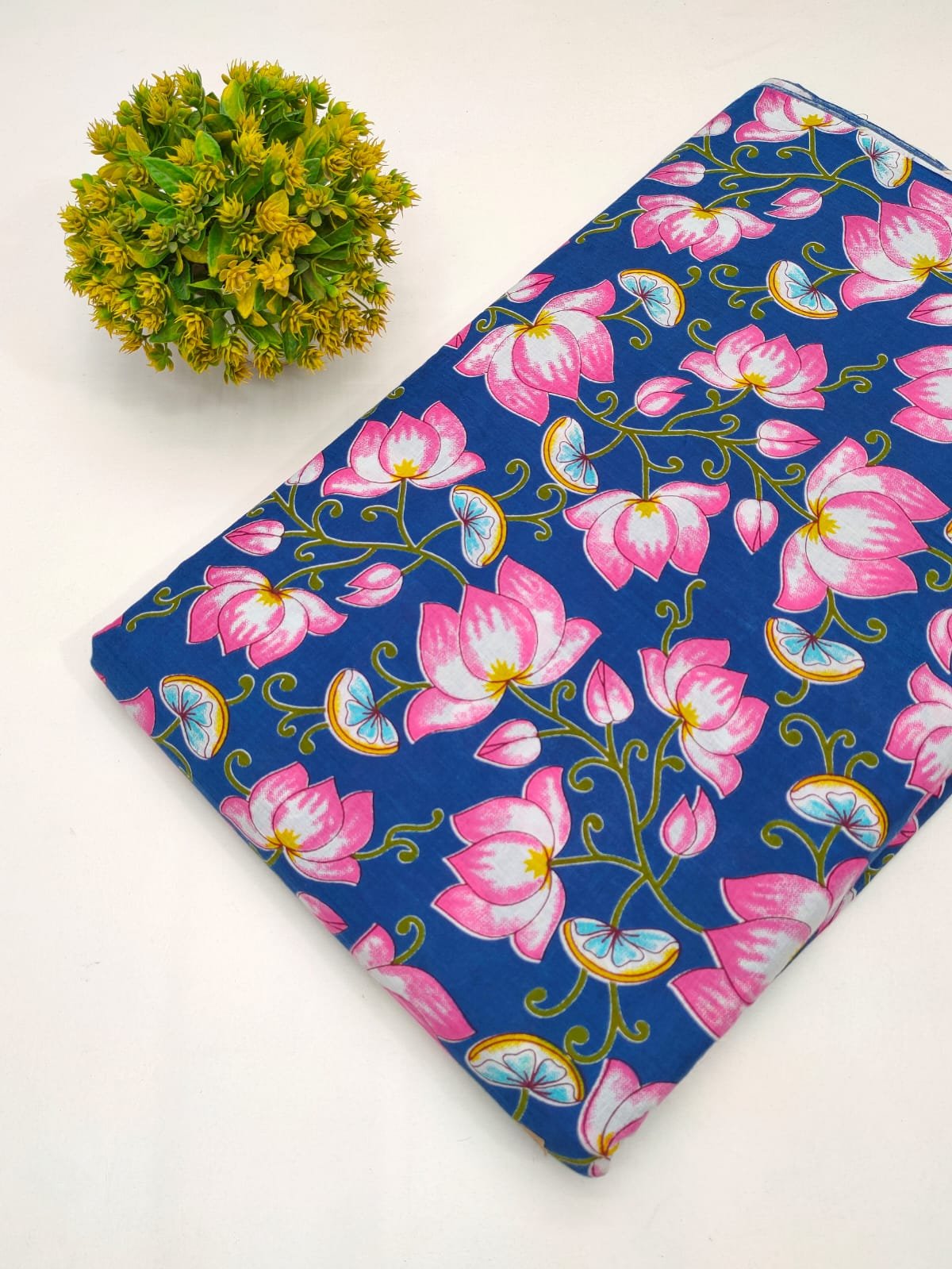 Cotton fabric dress material from sanganeri print with screen printing