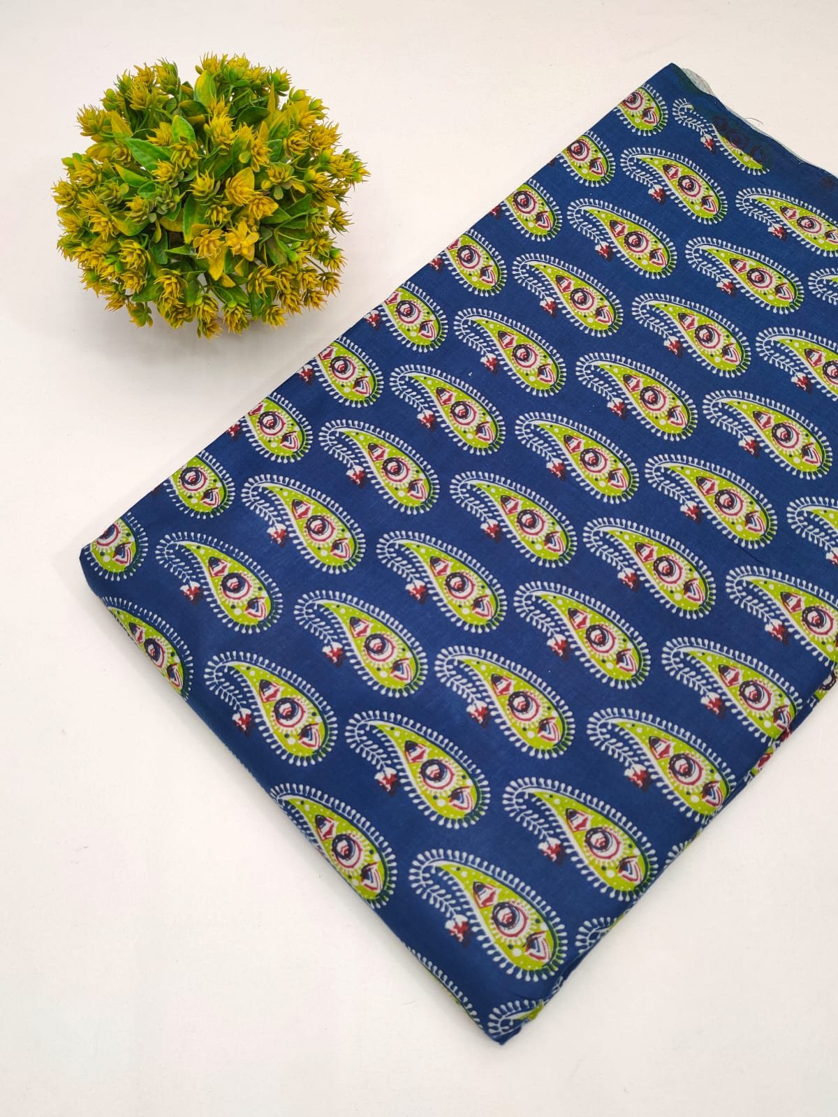 Cotton fabric dress material from sanganeri print with screen printing
