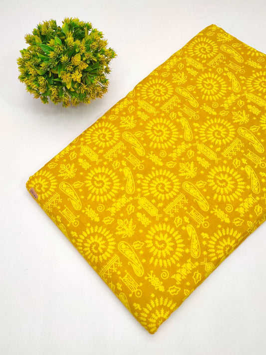 Cotton fabric dress material from sanganeri print with screen printing