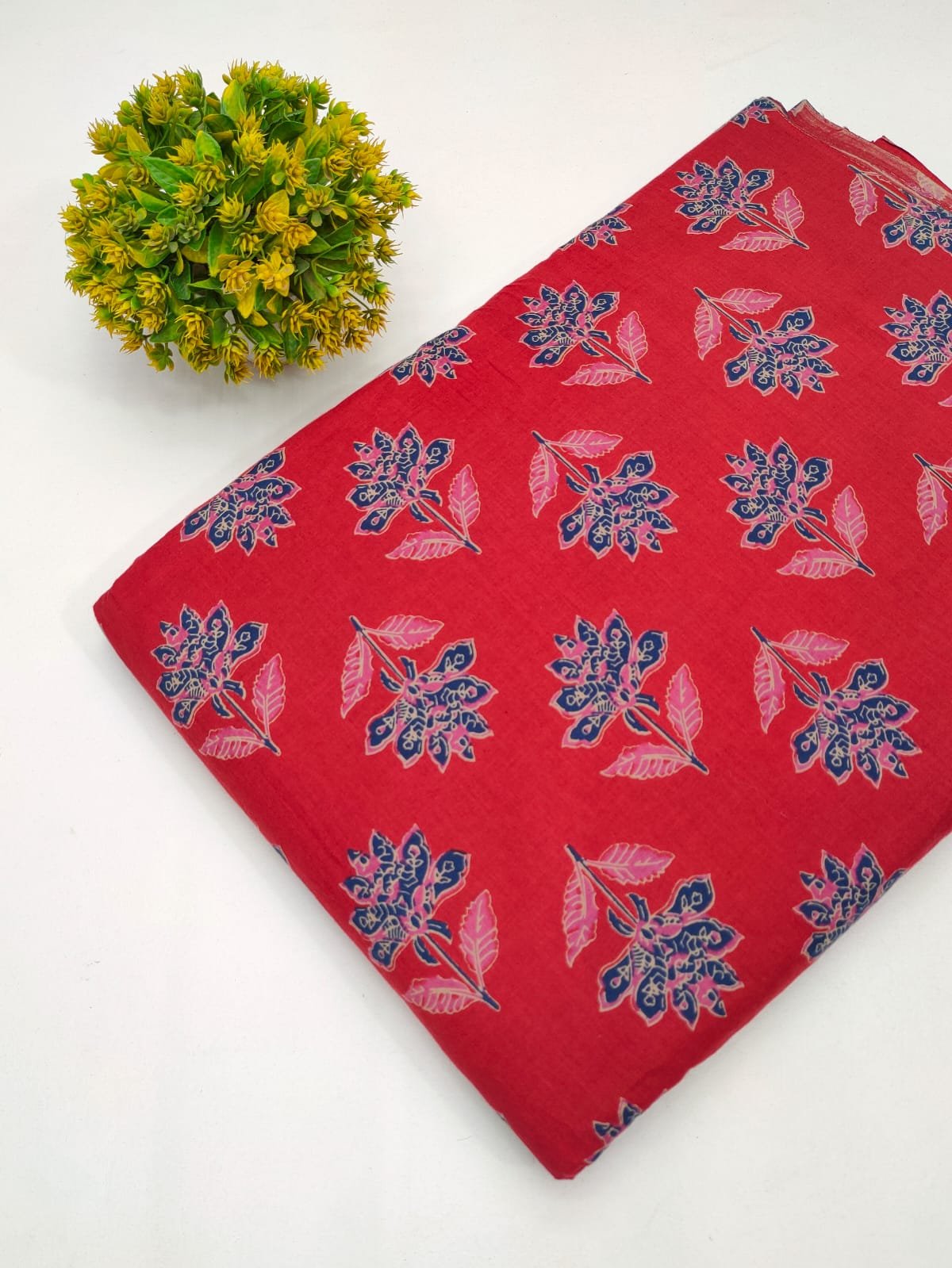 Cotton fabric dress material from sanganeri print with screen printing