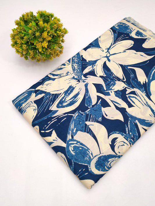 Cotton fabric dress material from sanganeri print with screen printing