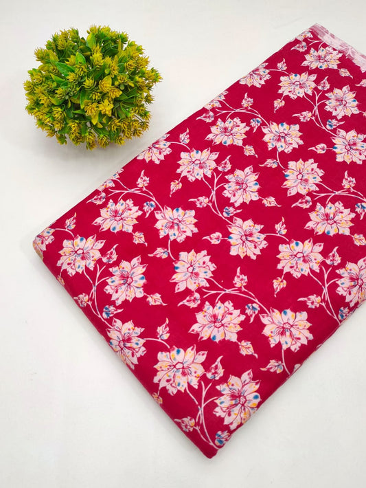 Cotton fabric dress material from sanganeri print with screen printing