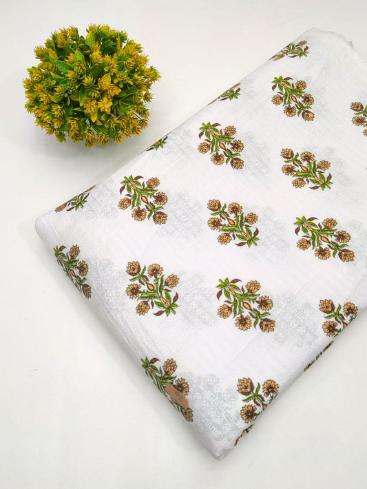 Cotton fabric dress material from sanganeri print with screen printing
