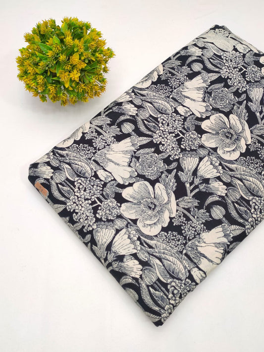 Cotton fabric dress material from sanganeri print with screen printing