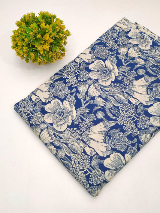 Cotton fabric dress material from sanganeri print with screen printing