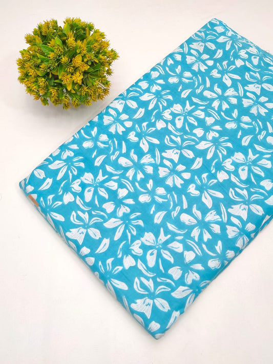 Cotton fabric dress material from sanganeri print with screen printing