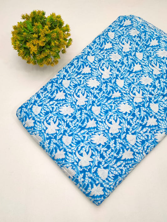 Cotton fabric dress material from sanganeri print with screen printing