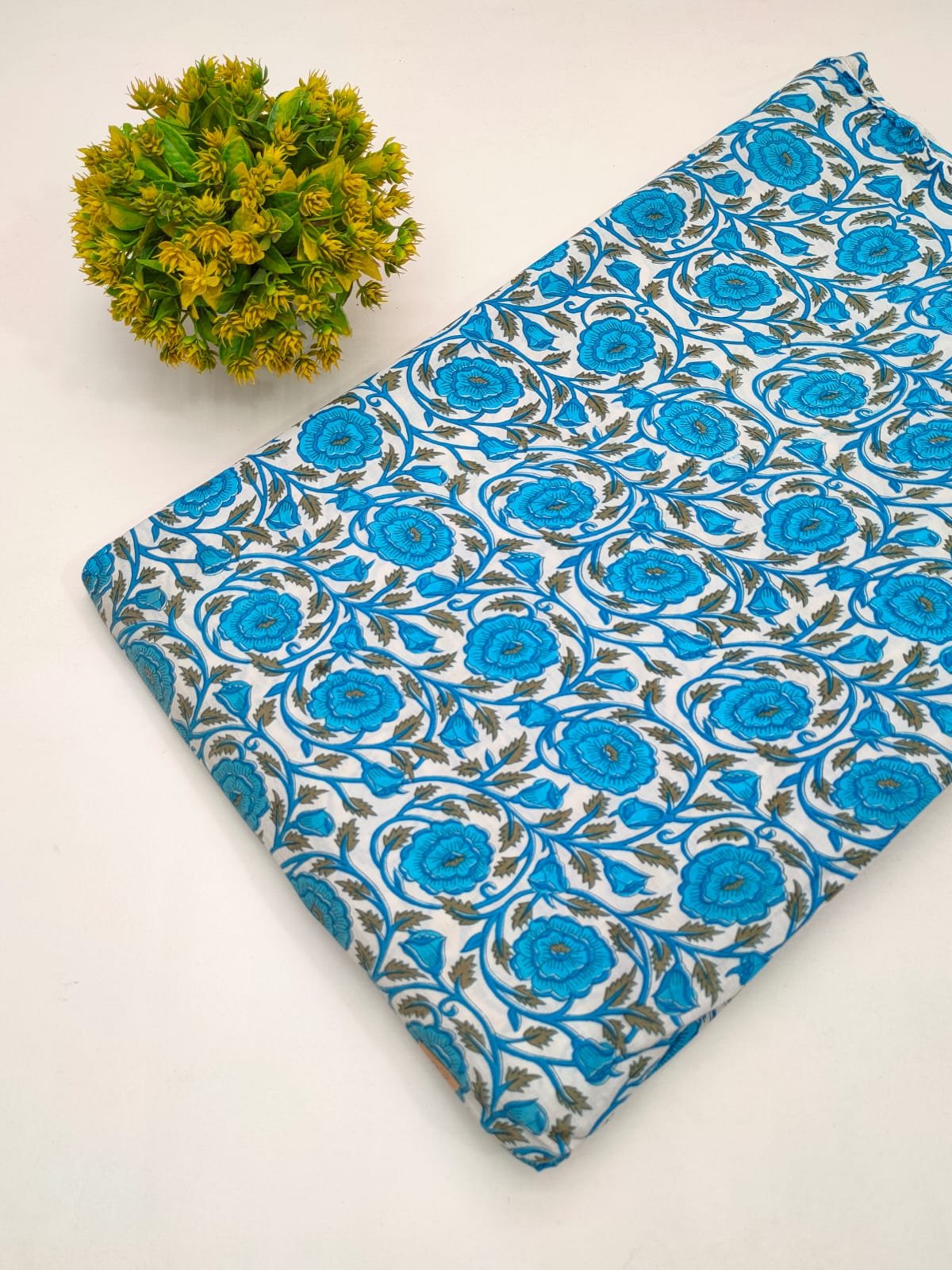 Cotton fabric dress material from sanganeri print with screen printing