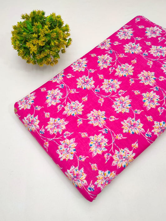 Cotton fabric dress material from sanganeri print with screen printing