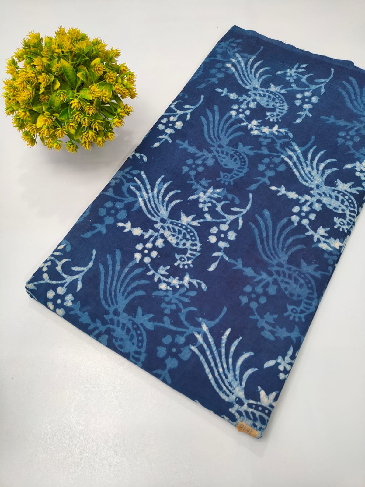 Indigo Dabu Hand Block Pure Cotton Fabric - JBRBKD18 – Jaipur Bazar