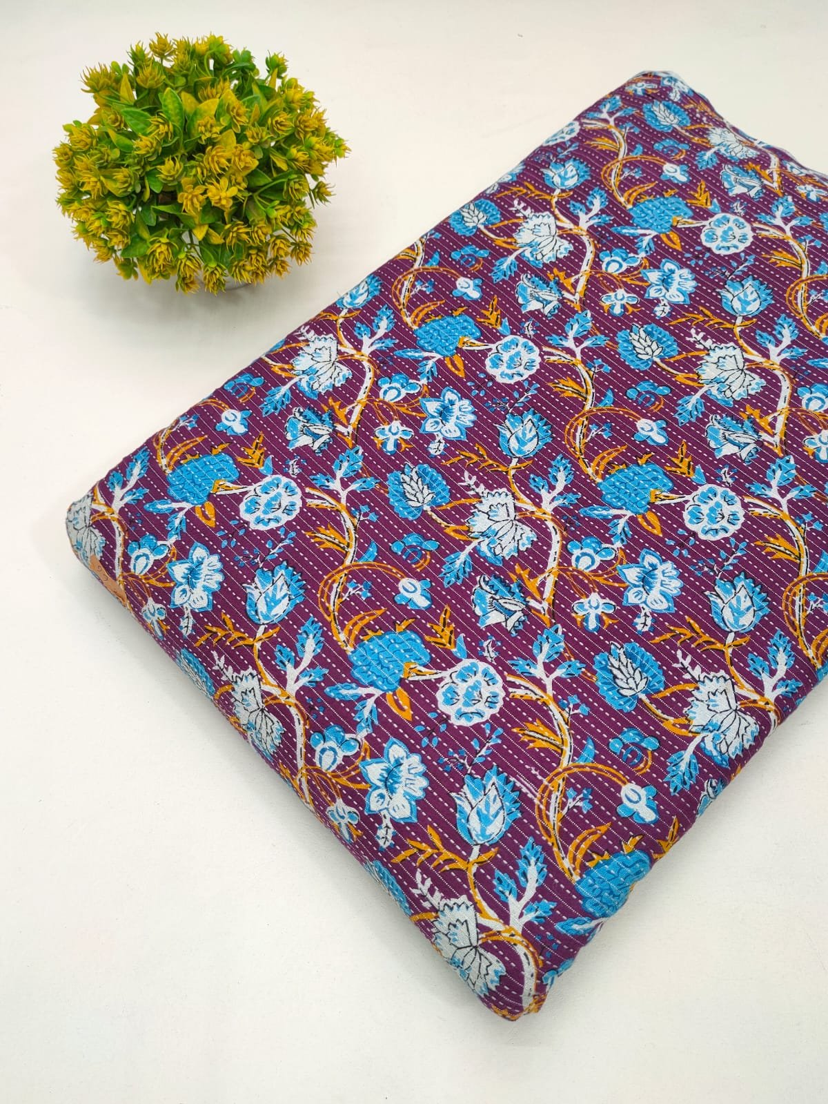 Katha Work Pure Cotton Fabric for kurtis and dress