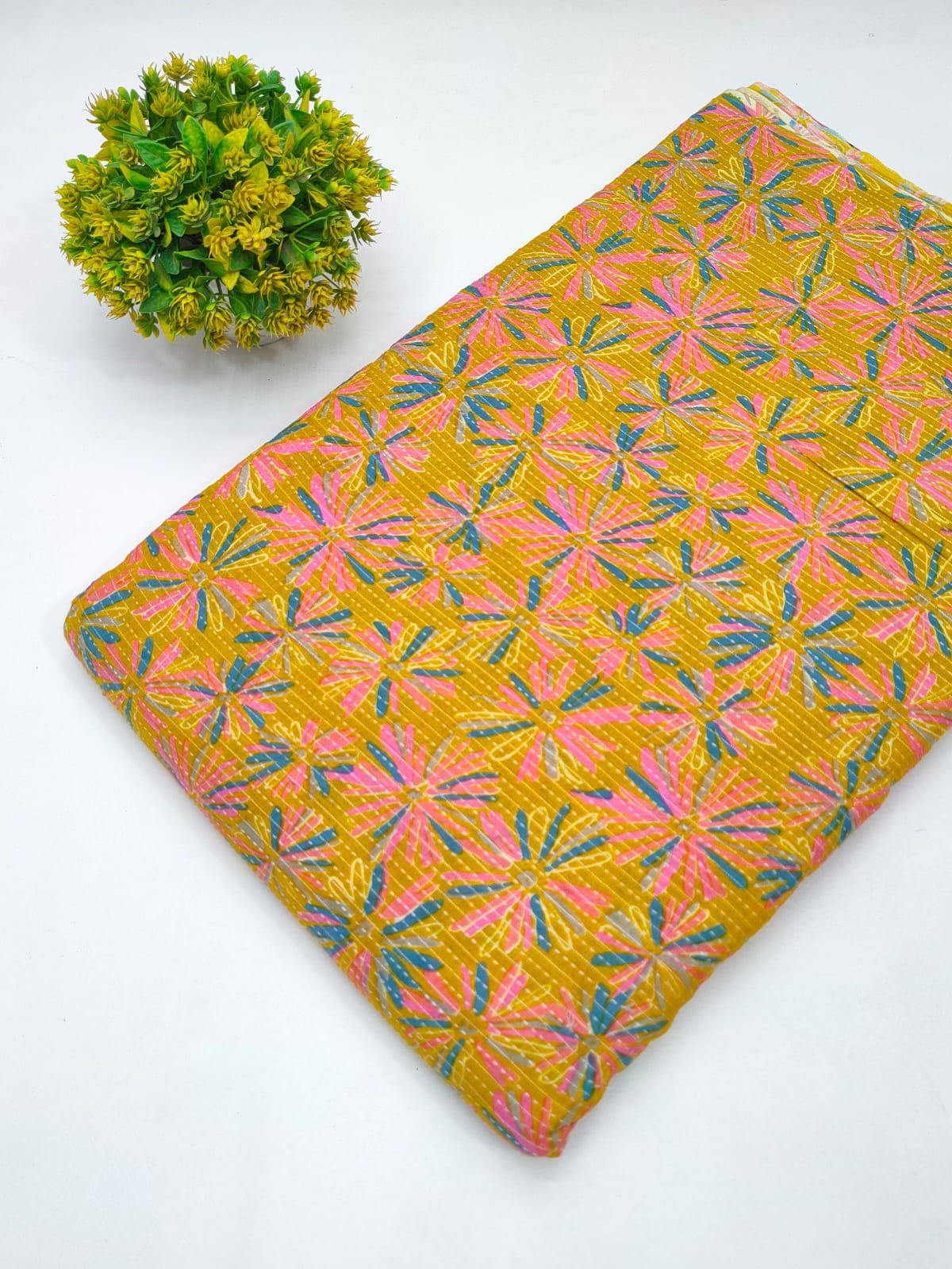 Katha Work Pure Cotton Fabric for kurtis and dress