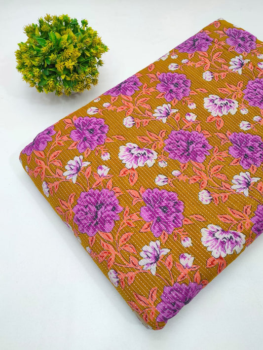 Katha Work Pure Cotton Fabric for kurtis and dress
