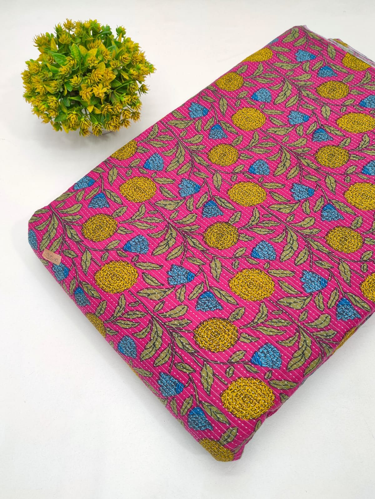 Katha Work Pure Cotton Fabric for kurtis and dress