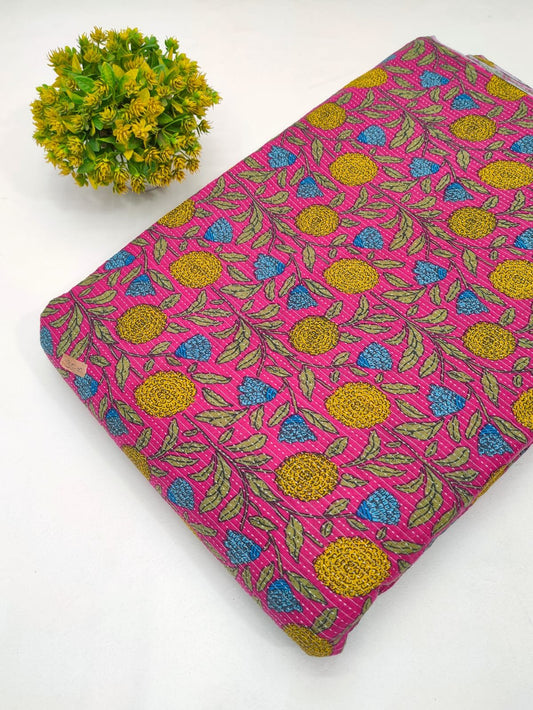 Katha Work Pure Cotton Fabric for kurtis and dress