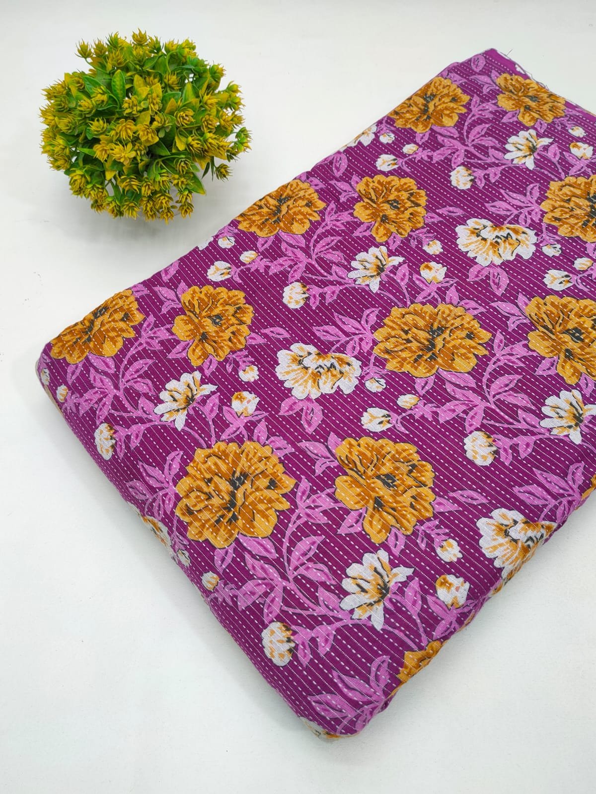 Katha Work Pure Cotton Fabric for kurtis and dress