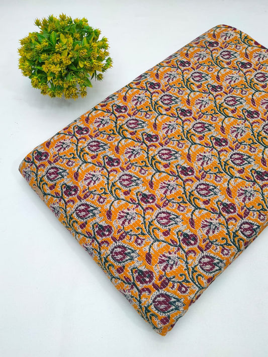 Katha Work Pure Cotton Fabric for kurtis and dress