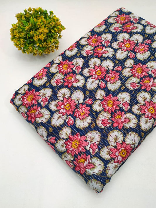 Katha Work Pure Cotton Fabric for kurtis and dress