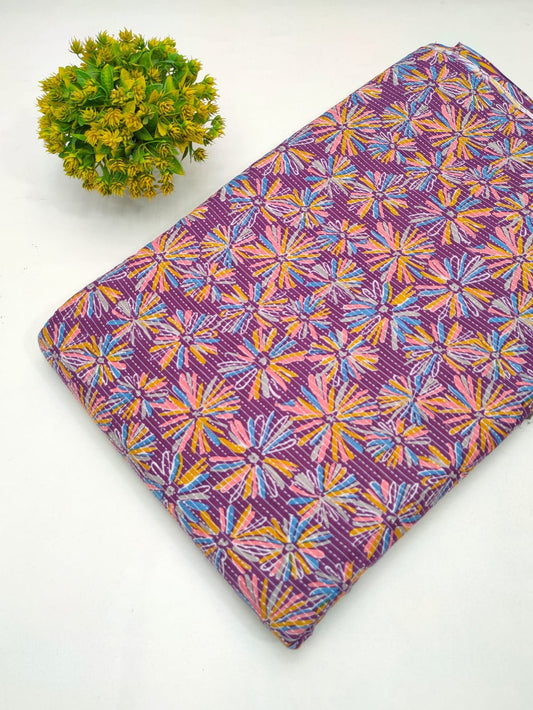 Katha Work Pure Cotton Fabric for kurtis and dress