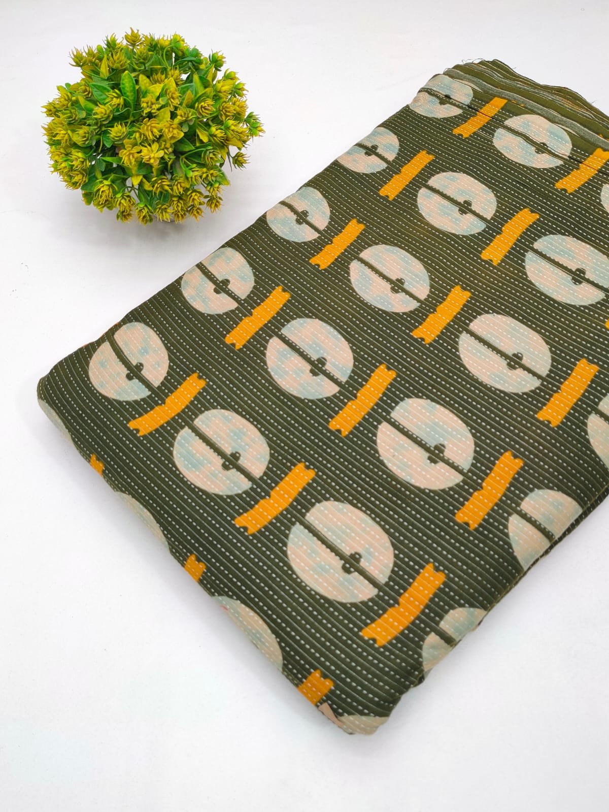 Katha Work Pure Cotton Fabric for kurtis and dress