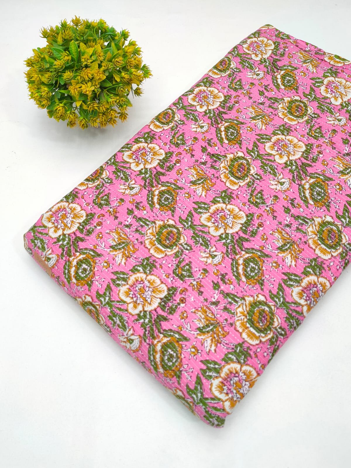 Katha Work Pure Cotton Fabric for kurtis and dress