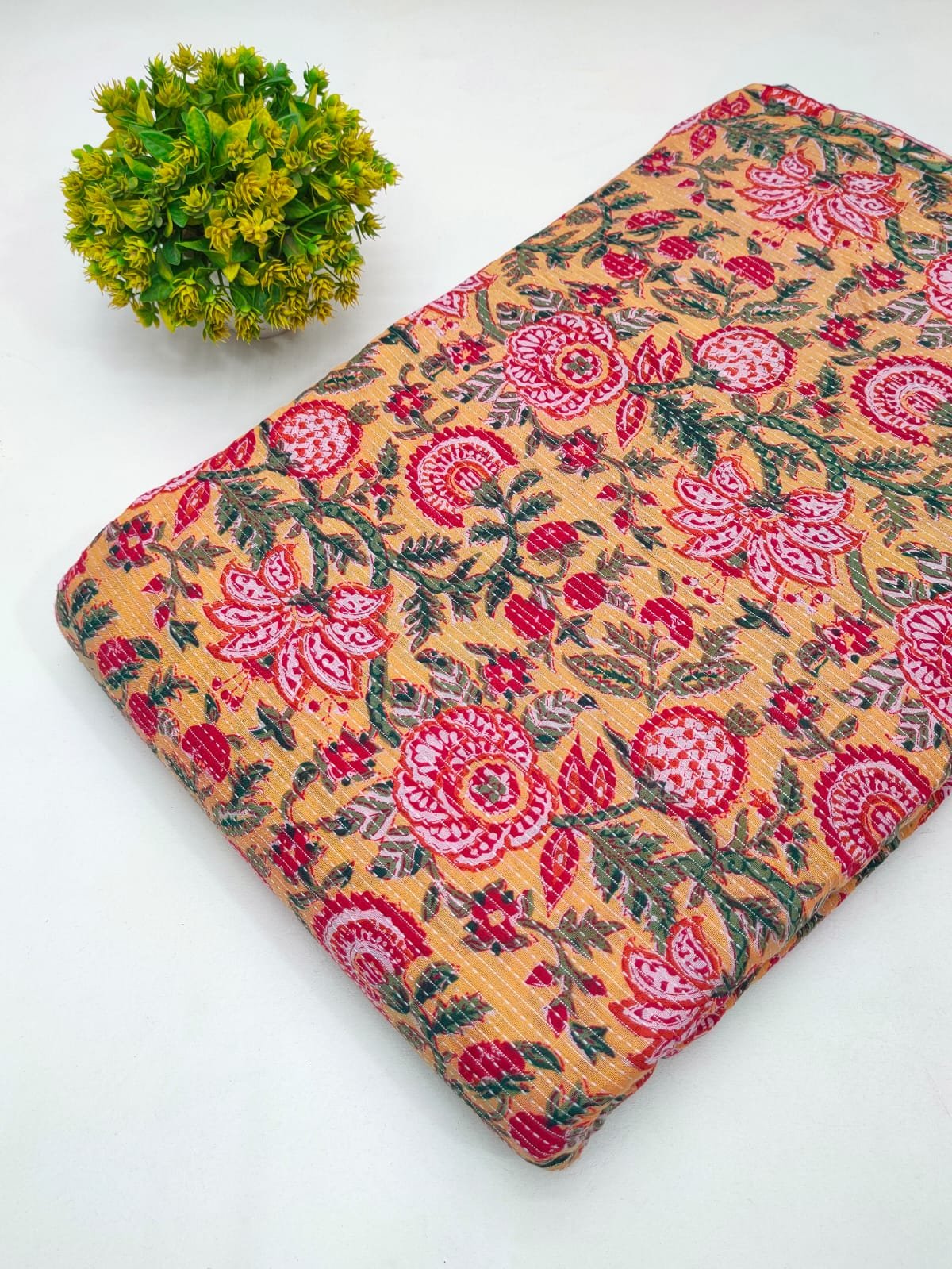 Katha Work Pure Cotton Fabric for kurtis and dress