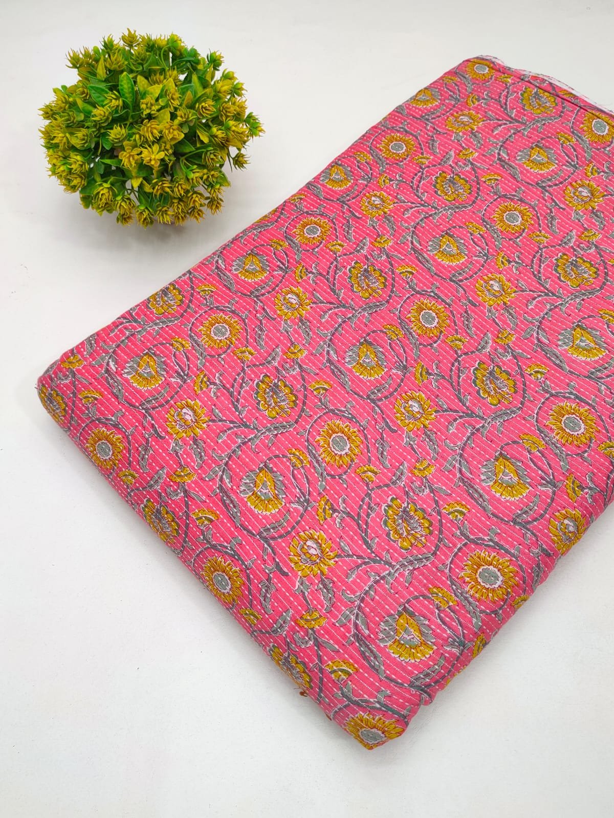 Katha Work Pure Cotton Fabric for kurtis and dress