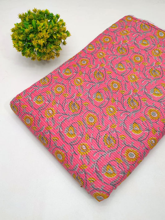 Katha Work Pure Cotton Fabric for kurtis and dress