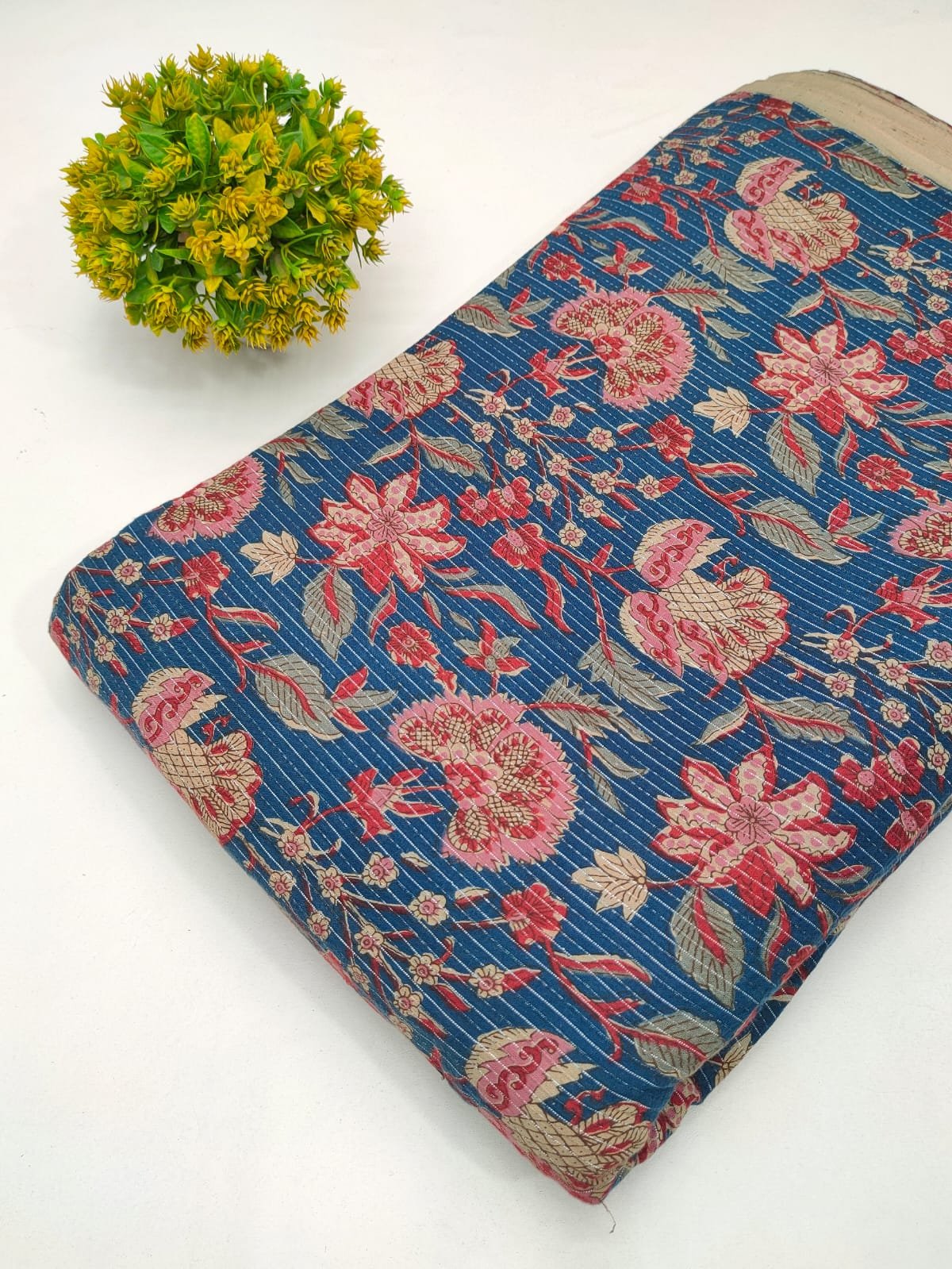 Katha Work Pure Cotton Fabric for kurtis and dress