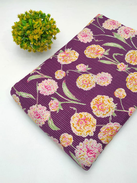 Katha Work Pure Cotton Fabric for kurtis and dress