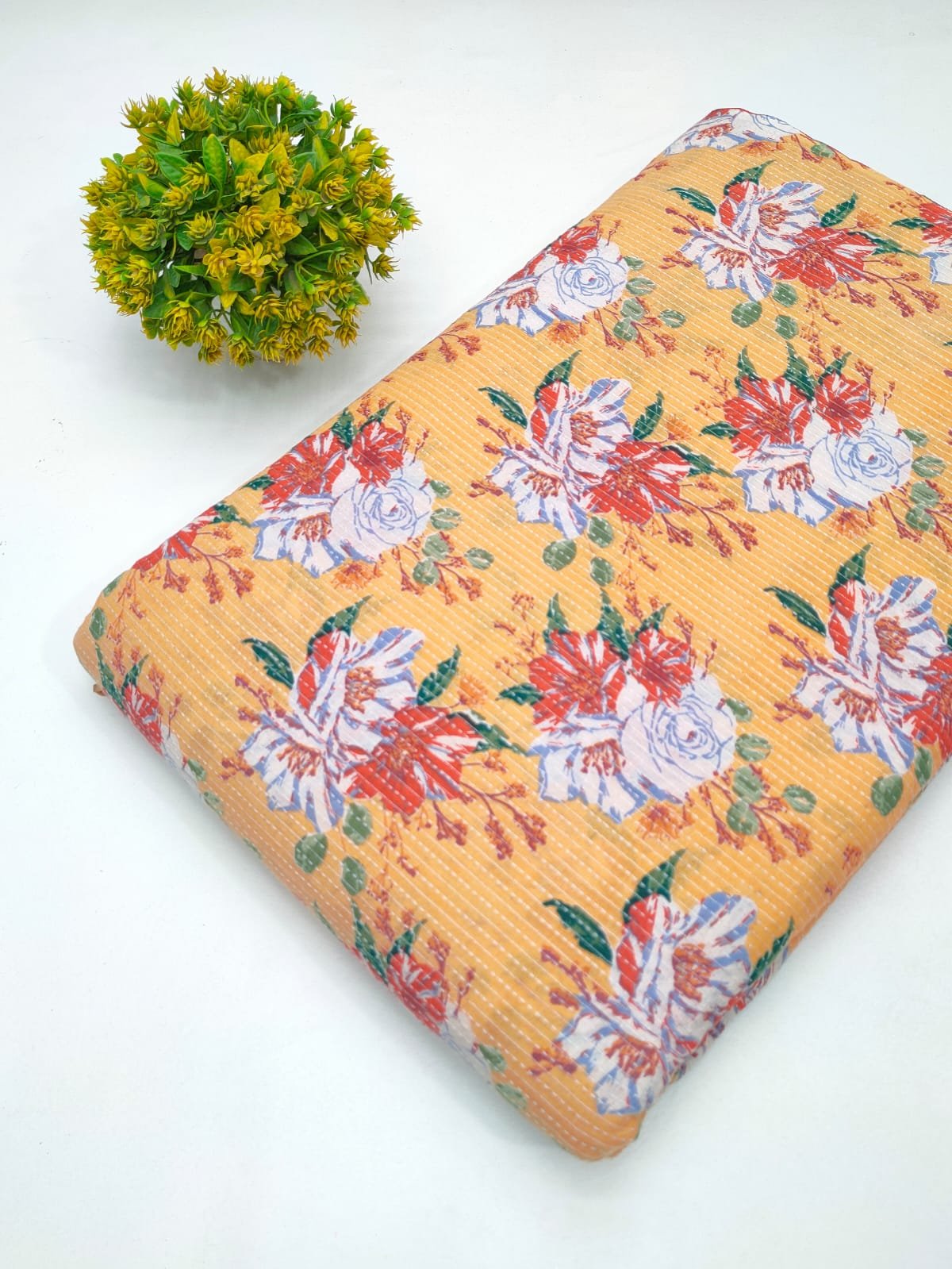 Katha Work Pure Cotton Fabric for kurtis and dress