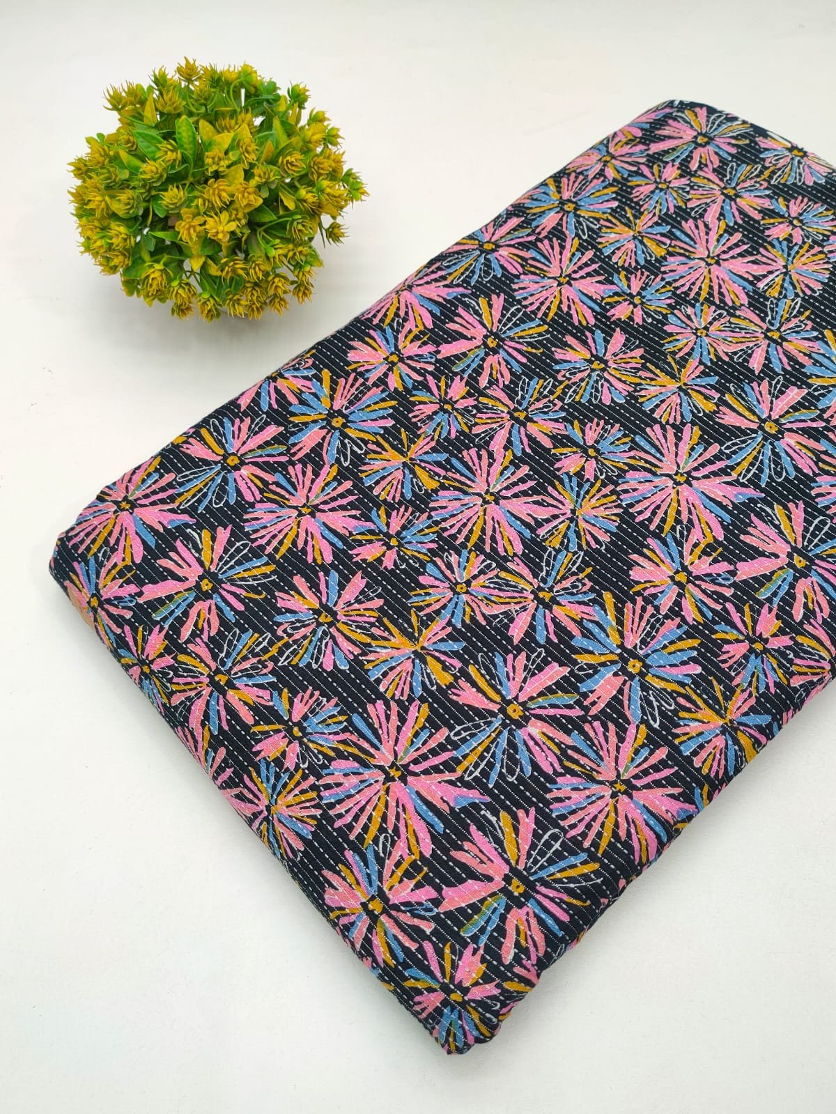 Katha Work Pure Cotton Fabric for kurtis and dress