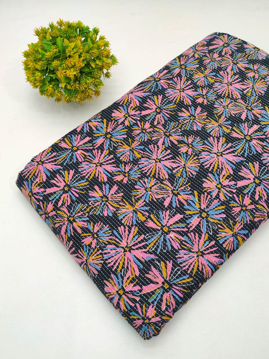 Katha Work Pure Cotton Fabric for kurtis and dress