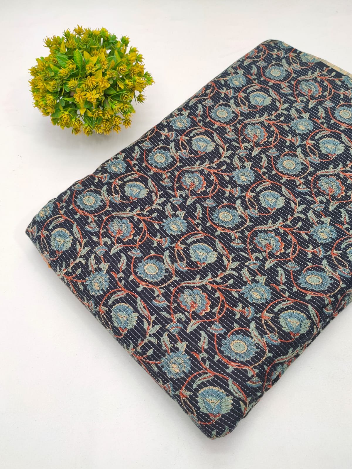 Katha Work Pure Cotton Fabric for kurtis and dress