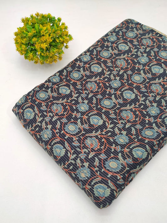 Katha Work Pure Cotton Fabric for kurtis and dress