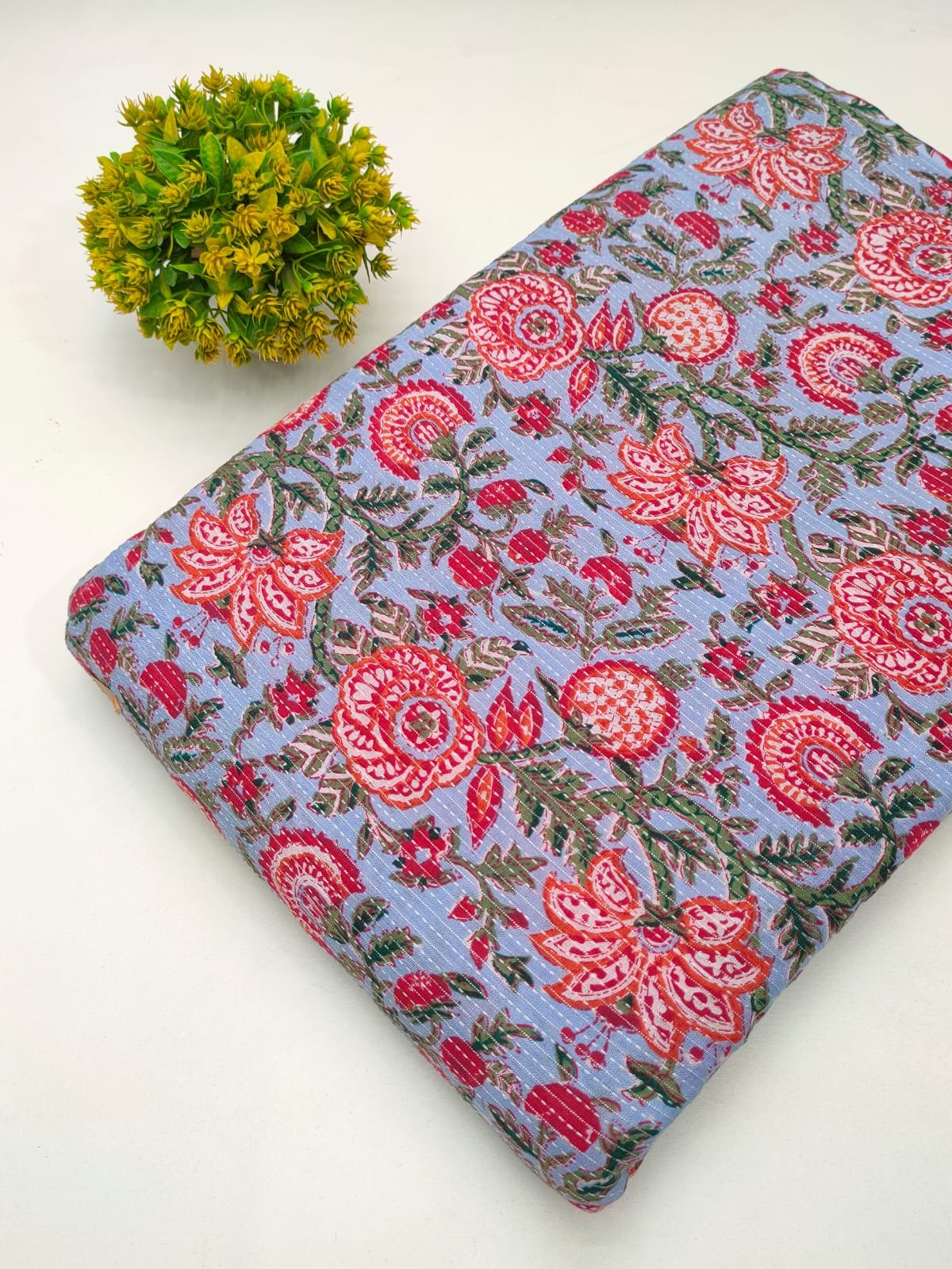 Katha Work Pure Cotton Fabric for kurtis and dress