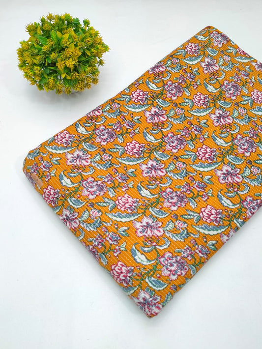 Katha Work Pure Cotton Fabric for kurtis and dress